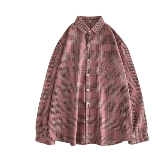 Women Shirt Plaid Female Oversize Blouse