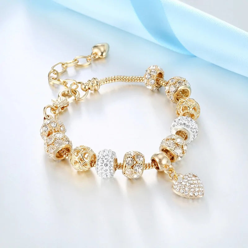 Cubic Charm Gold Heart Bracelet