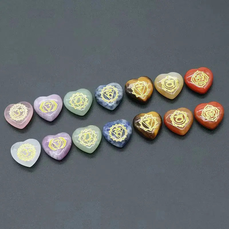 7Pcs Heart Chakra Natural Crystal Stones for Jewellery Making, Healing and Meditation