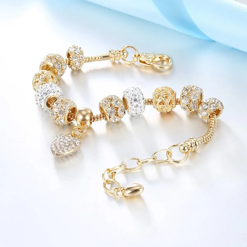 Cubic Charm Gold Heart Bracelet