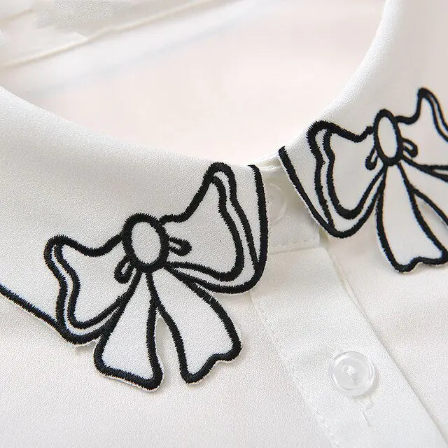 Embroidery Women Collar Shirt