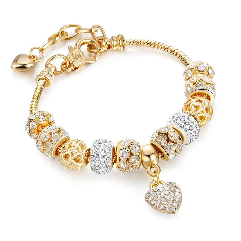 Cubic Charm Gold Heart Bracelet