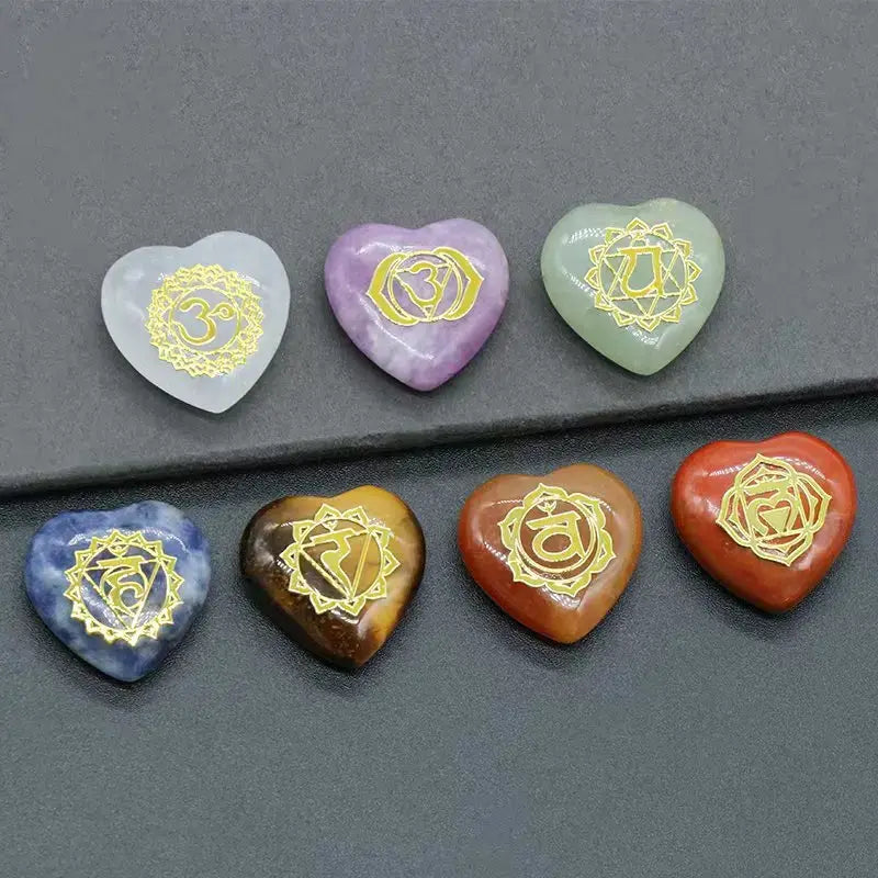 7Pcs Heart Chakra Natural Crystal Stones for Jewellery Making, Healing and Meditation