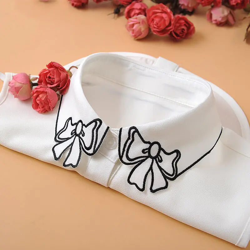 Embroidery Women Collar Shirt