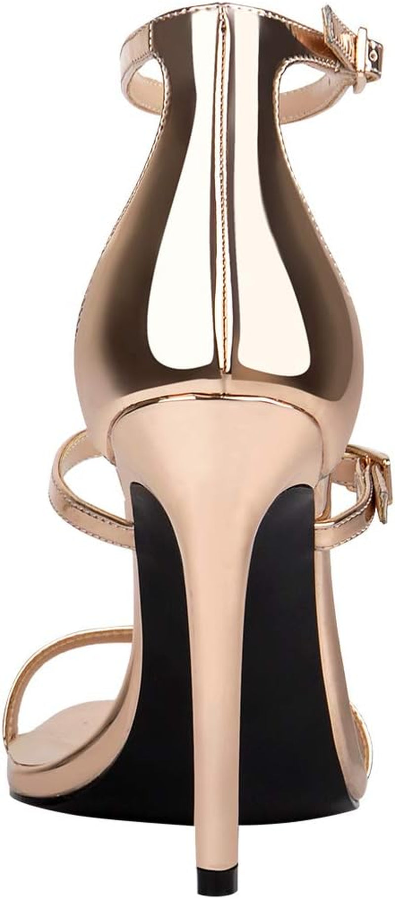 Women'S Triple Ankle Strap Strappy High Heel Stiletto Open Toe Sandals Party Wending Dress Evening Shoes Champagne Gold Size 9.5