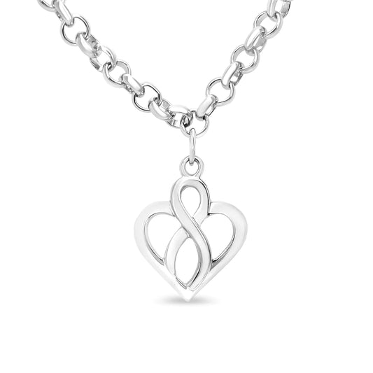 Sterling Silver Open Heart & Infinity Bracelet - Size 7" HOOVES