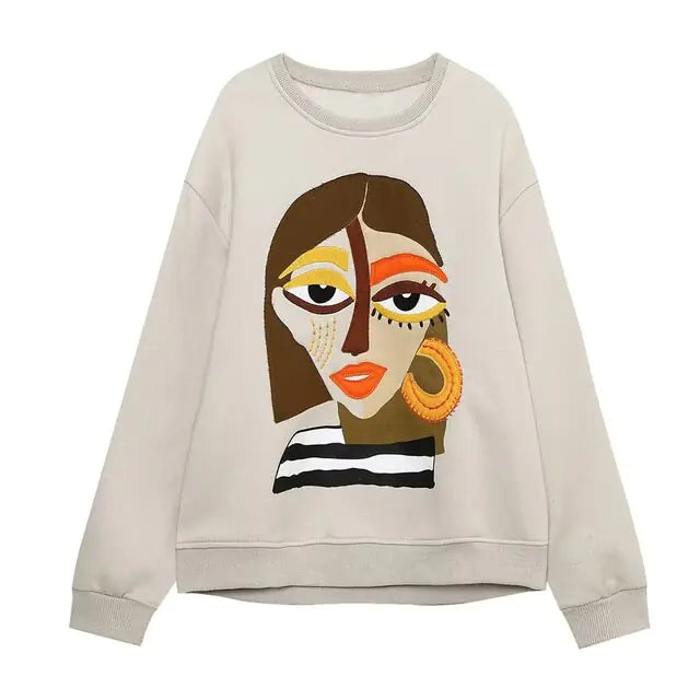 Women Fashion Printing Basic Sweatshirts