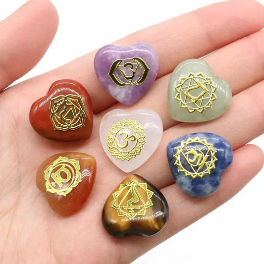 7Pcs Heart Chakra Natural Crystal Stones for Jewellery Making, Healing and Meditation