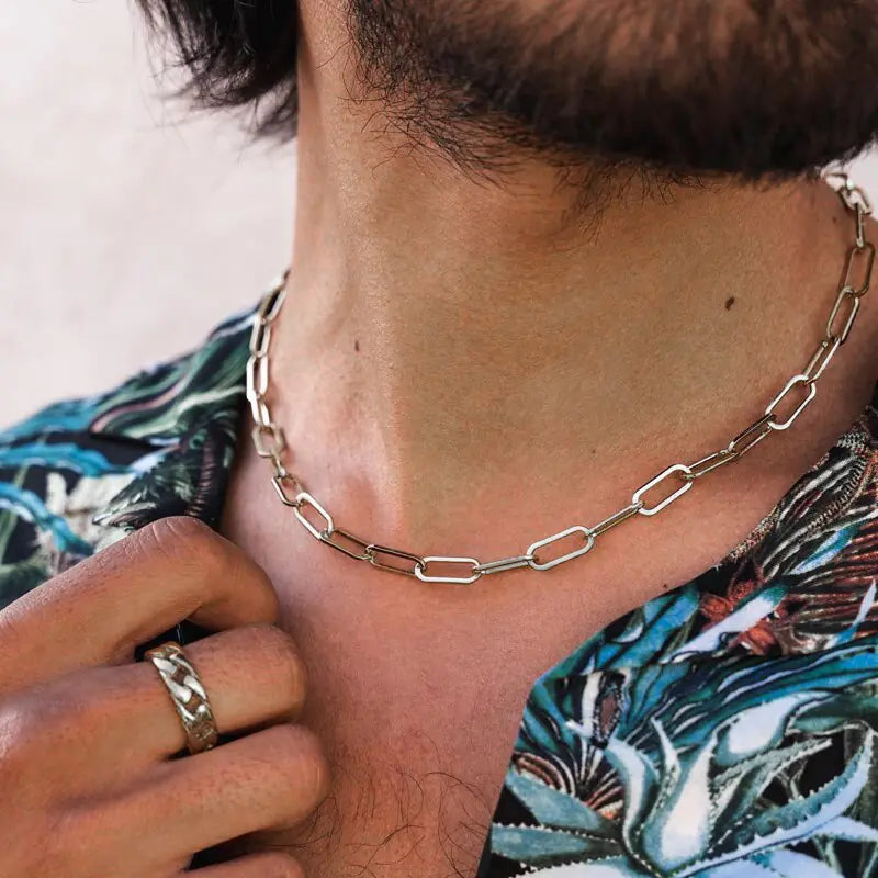 Stainless Steel Paper Clip Necklace for Men HOOVES