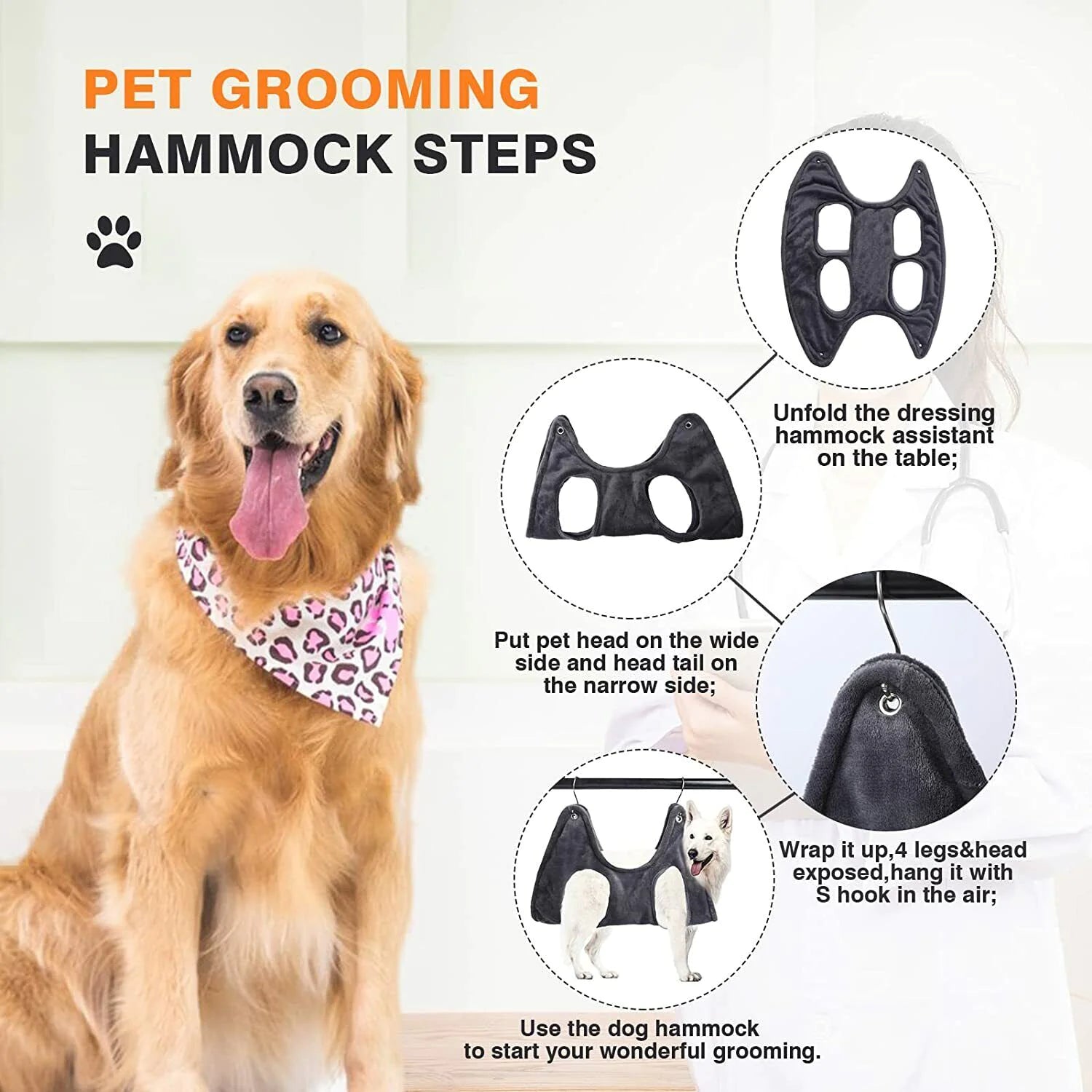 Breathable Pet Grooming Hammock Sling - Home Helps HOOVES