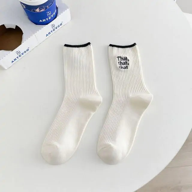 White Embroidered Socks for Women