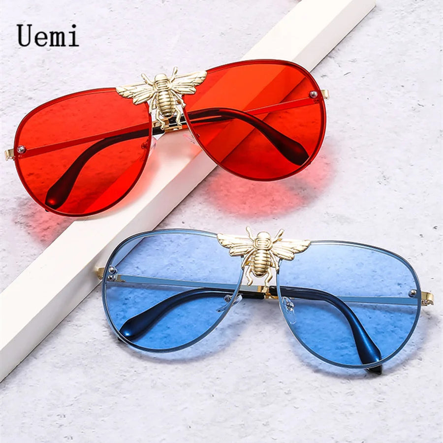 2022 Fashion Modern Oversized Sunglasses for Women Men Luxury Designer Sun Glasses Bee Decoration Trengding Shades UV400